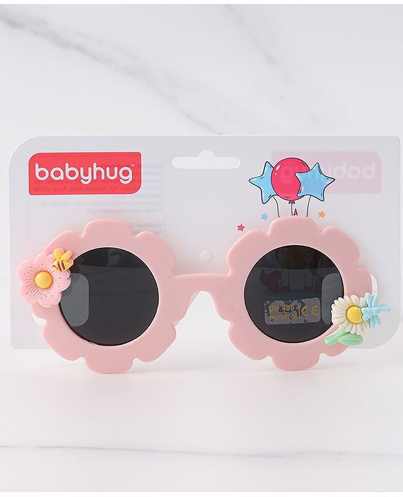 Babyhug Free Size Sunglasses With Floral Applique - Pink