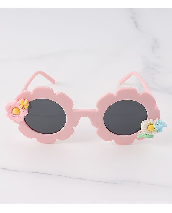 Babyhug Free Size Sunglasses With Floral Applique - Pink