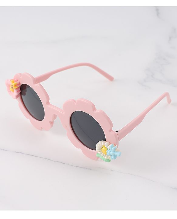 Babyhug Free Size Sunglasses With Floral Applique - Pink