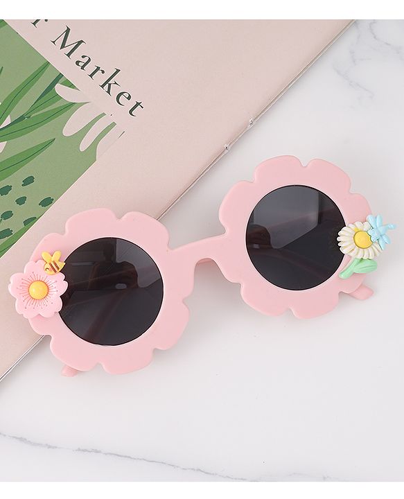 Babyhug Free Size Sunglasses With Floral Applique - Pink