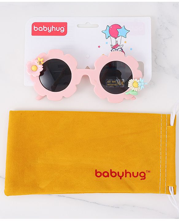 Babyhug Free Size Sunglasses With Floral Applique - Pink