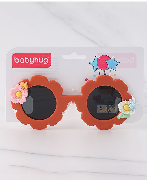 Babyhug Free Size Sunglasses With Floral Applique - Orange
