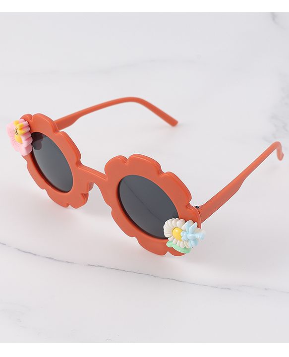 Babyhug Free Size Sunglasses With Floral Applique - Orange