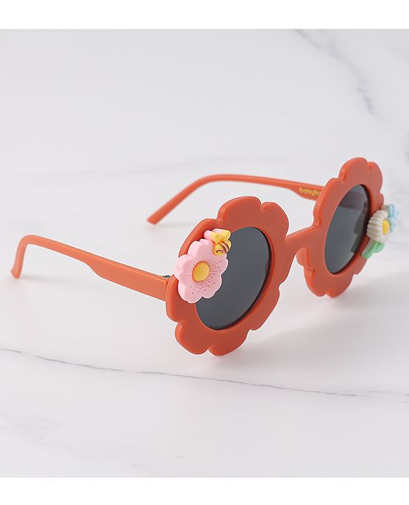 Babyhug Free Size Sunglasses With Floral Applique - Orange