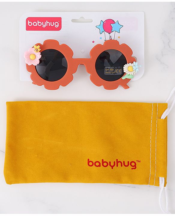 Babyhug Free Size Sunglasses With Floral Applique - Orange