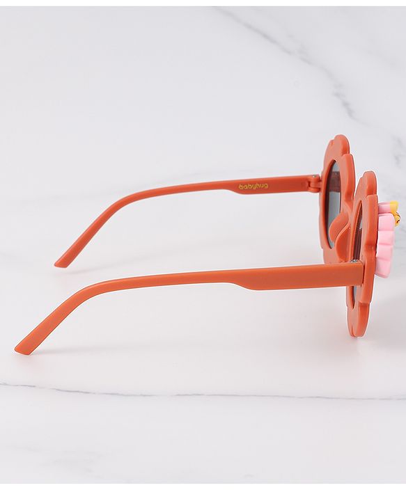 Babyhug Free Size Sunglasses With Floral Applique - Orange
