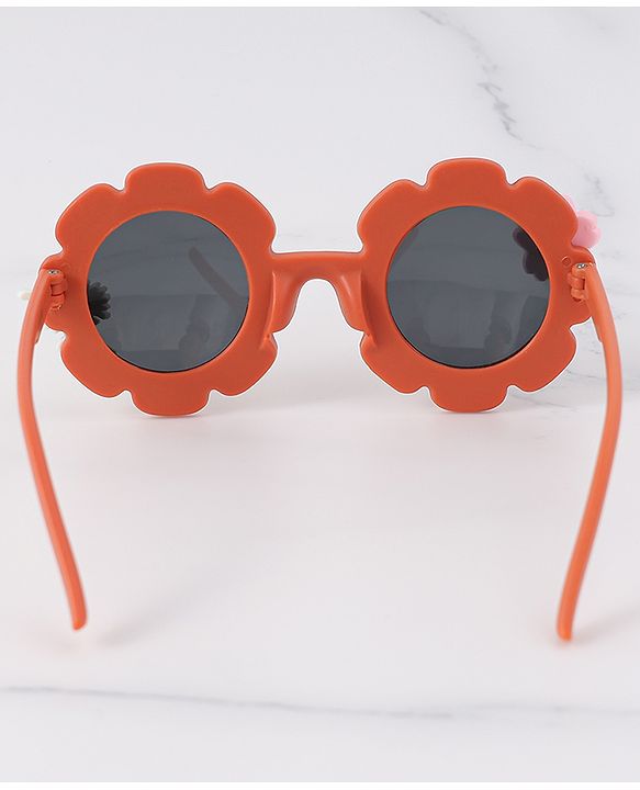 Babyhug Free Size Sunglasses With Floral Applique - Orange