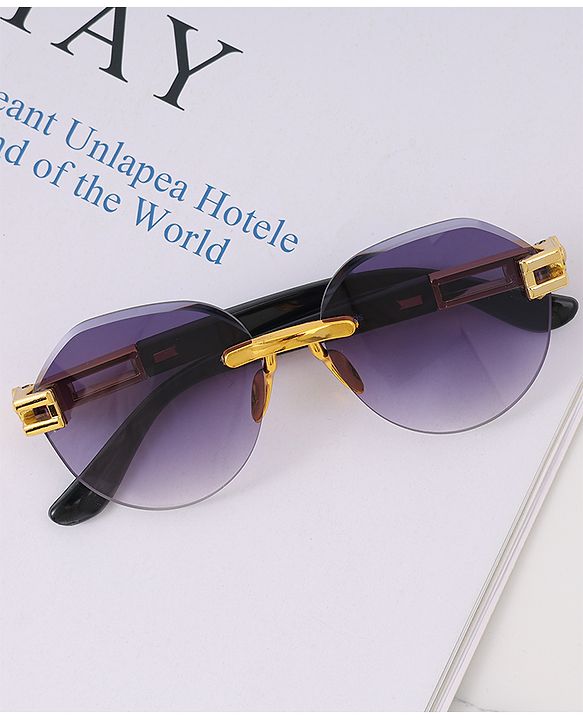 Pine Kids Free Size Sunglasses - Black & Gold