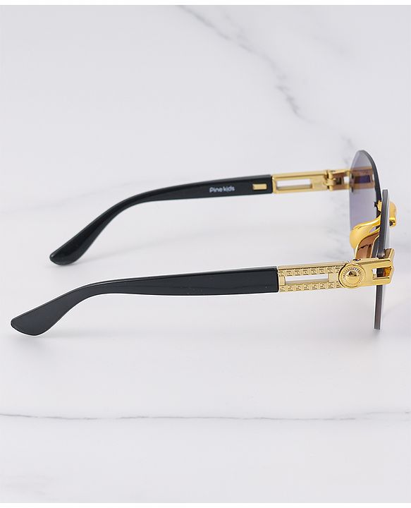Pine Kids Free Size Sunglasses - Black & Gold