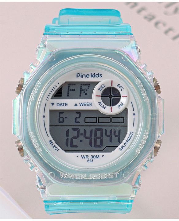 Pine Kids Free Size Digital Watch - Sea Green