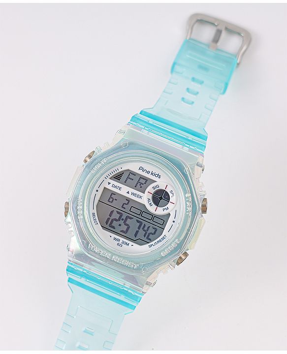 Pine Kids Free Size Digital Watch - Sea Green