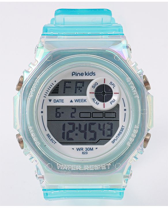 Pine Kids Free Size Digital Watch - Sea Green