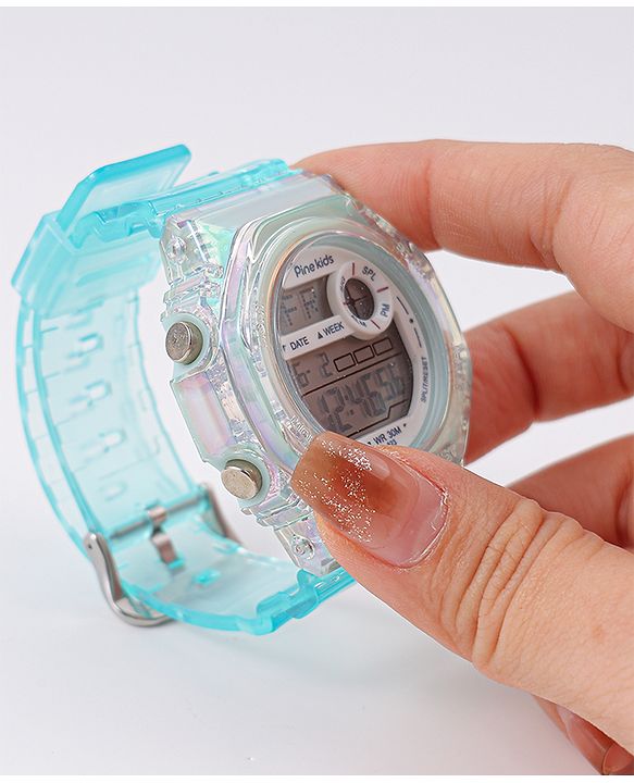 Pine Kids Free Size Digital Watch - Sea Green