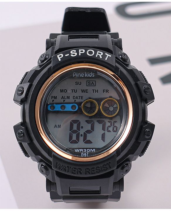 Pine Kids Free Size Digital Watch - Black