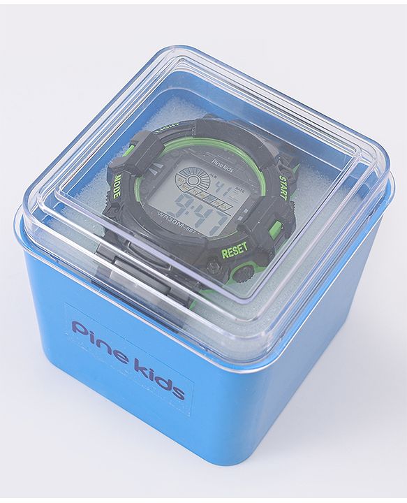Pine Kids Free Size Digital Watch - Black & Green