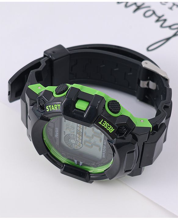 Pine Kids Free Size Digital Watch - Black & Green