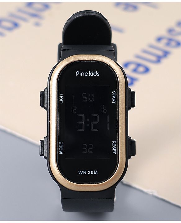 Pine Kids Free Size Digital Watch - Black & Gold
