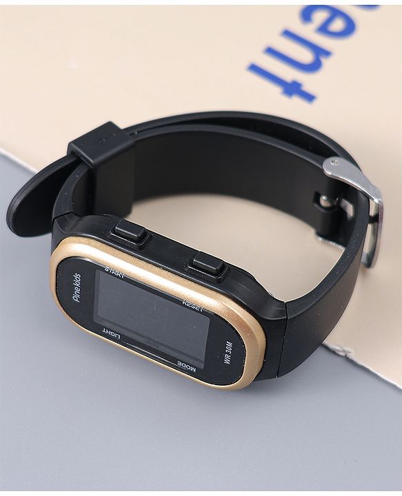 Pine Kids Free Size Digital Watch - Black & Gold