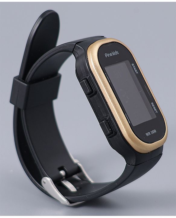 Pine Kids Free Size Digital Watch - Black & Gold
