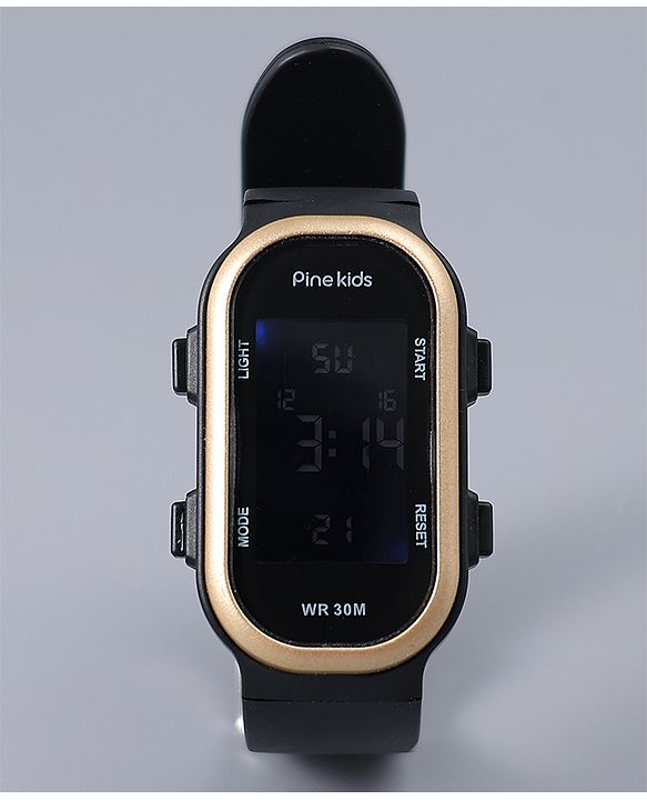 Pine Kids Free Size Digital Watch - Black & Gold