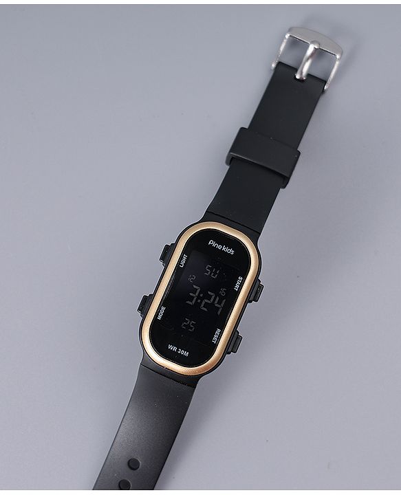 Pine Kids Free Size Digital Watch - Black & Gold