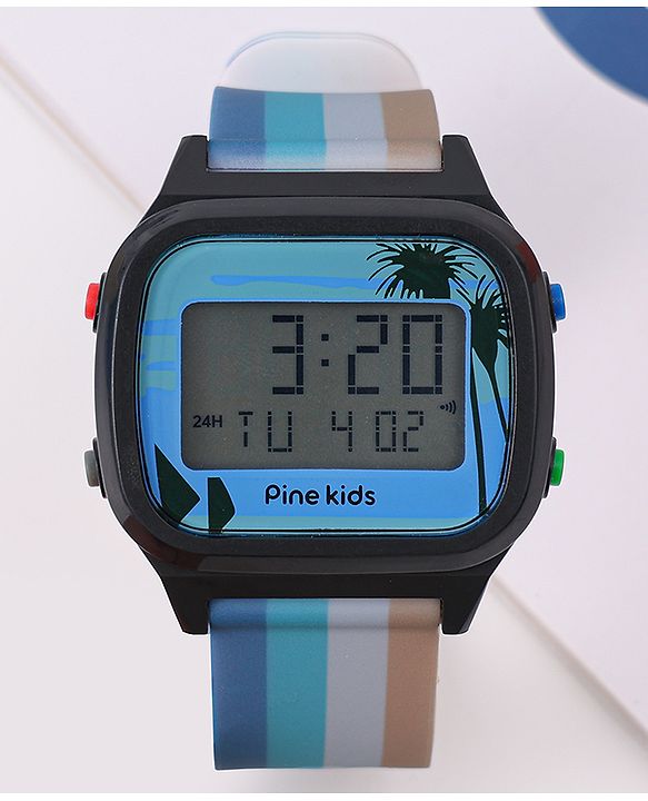 Pine Kids Digital Watch with Color Block Print - Multicolor