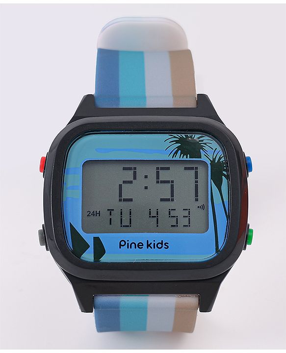 Pine Kids Digital Watch with Color Block Print - Multicolor