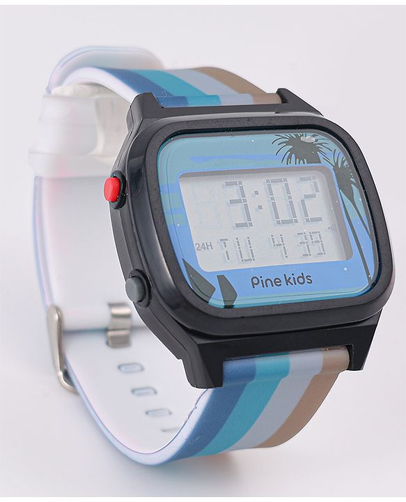 Pine Kids Digital Watch with Color Block Print - Multicolor