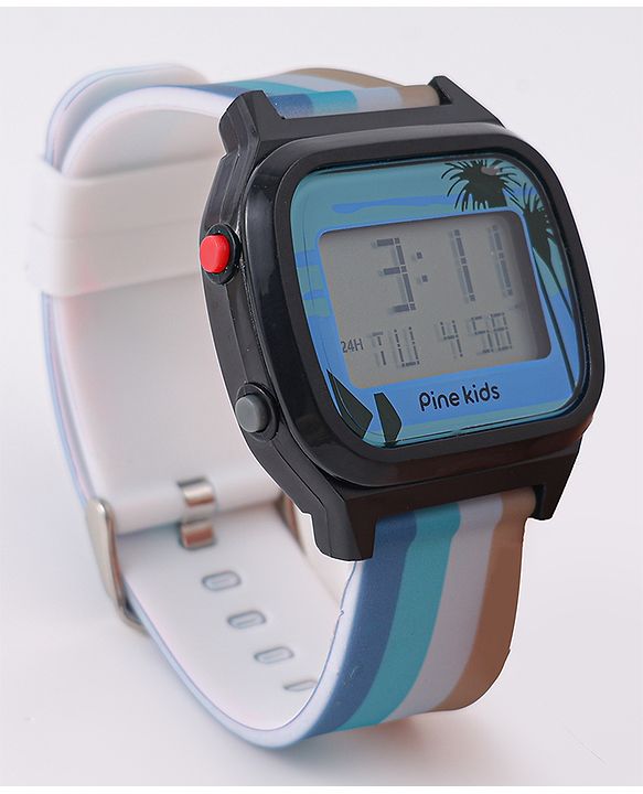 Pine Kids Digital Watch with Color Block Print - Multicolor