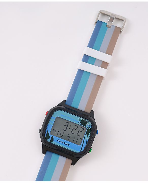 Pine Kids Digital Watch with Color Block Print - Multicolor