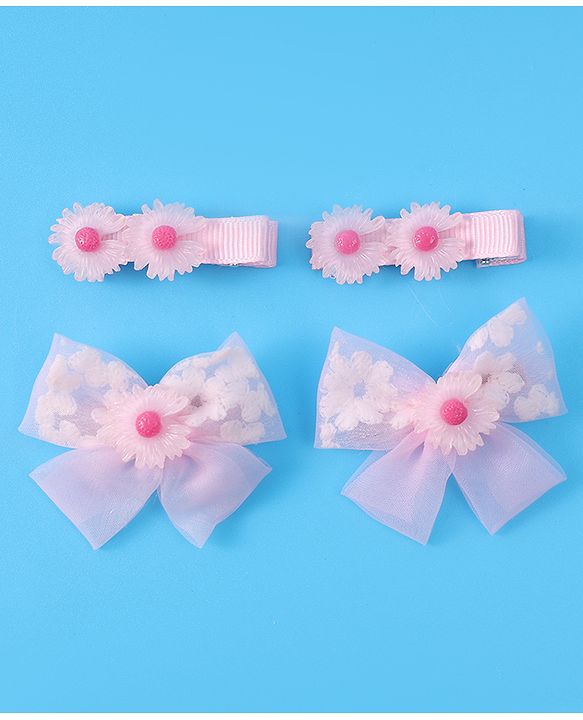 Babyhug Hair Pins And Clips With Floral Applique - Pink