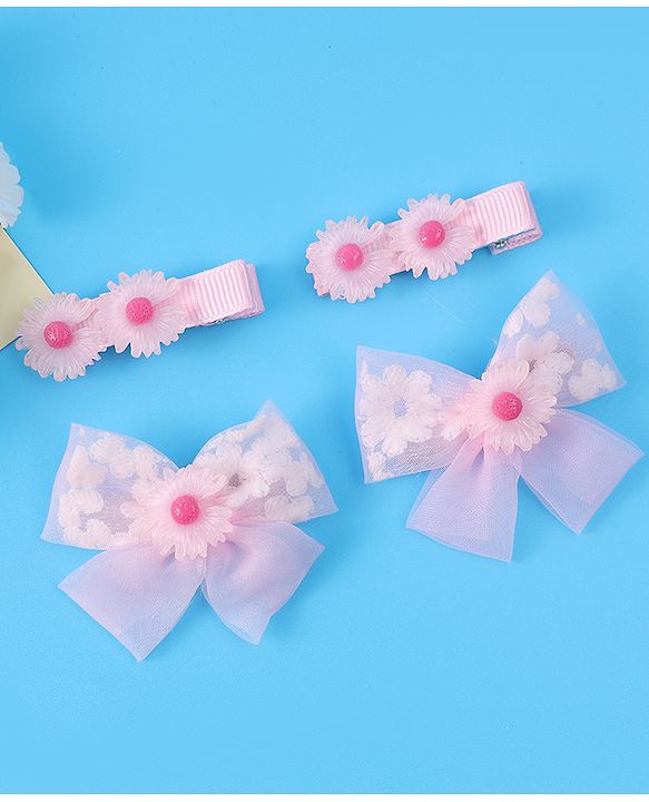 Babyhug Hair Pins And Clips With Floral Applique - Pink