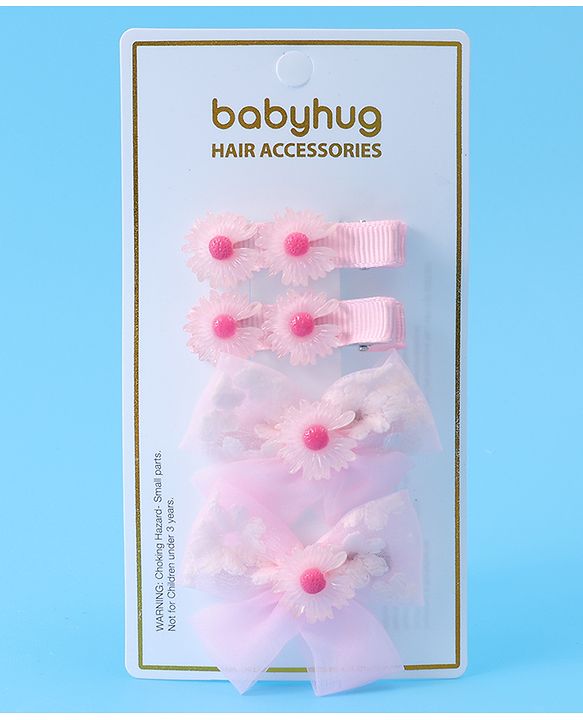 Babyhug Hair Pins And Clips With Floral Applique - Pink