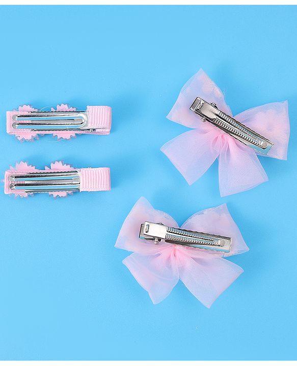 Babyhug Hair Pins And Clips With Floral Applique - Pink