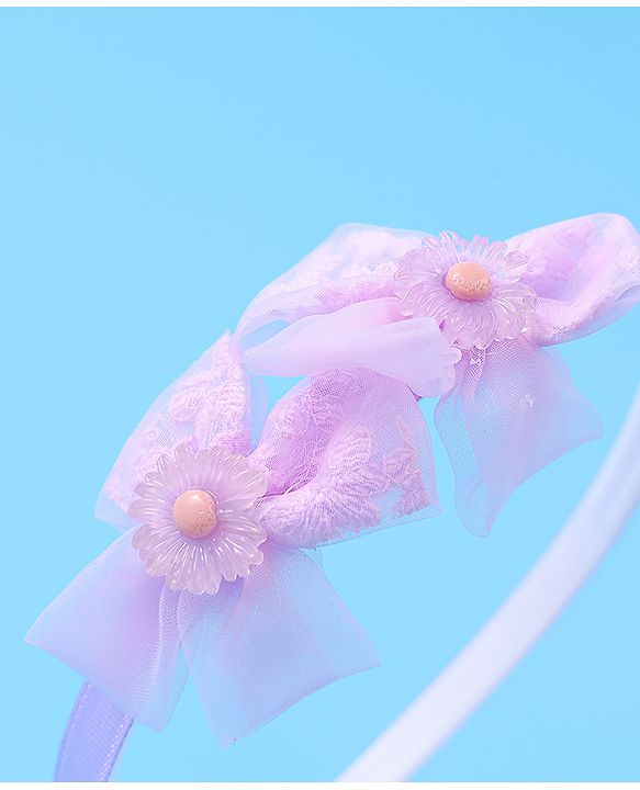 Babyhug Hair Accessories Combo Set With Floral Applique - Purple