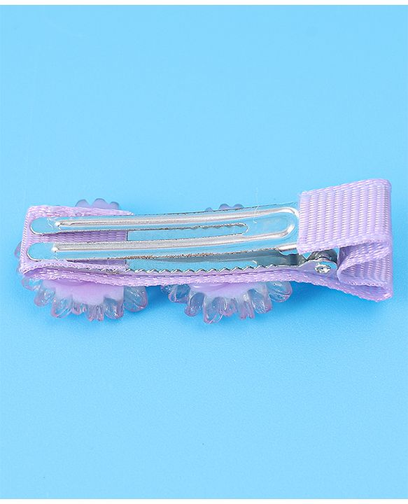 Babyhug Hair Accessories Combo Set With Floral Applique - Purple
