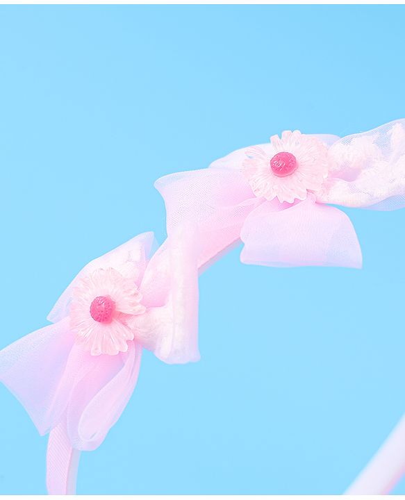 Babyhug Hair Accessories Combo Set With Floral Applique - Pink