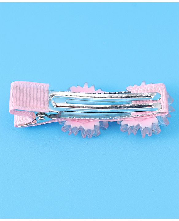 Babyhug Hair Accessories Combo Set With Floral Applique - Pink