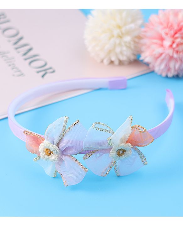Babyhug Hair Accessories Combo Set With Floral Applique - Purple