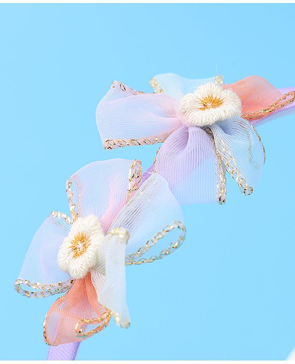 Babyhug Hair Accessories Combo Set With Floral Applique - Purple