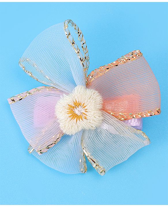 Babyhug Hair Accessories Combo Set With Floral Applique - Purple