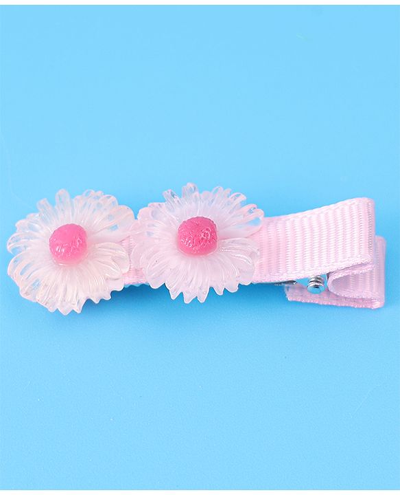 Babyhug Hair Accessories Combo Set With Floral Applique - Pink