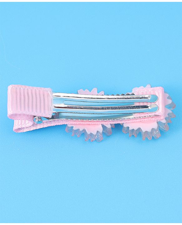 Babyhug Hair Accessories Combo Set With Floral Applique - Pink
