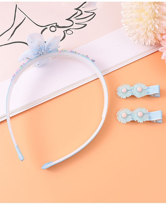 Babyhug Hair Accessories Combo Set With Floral Applique - Pink