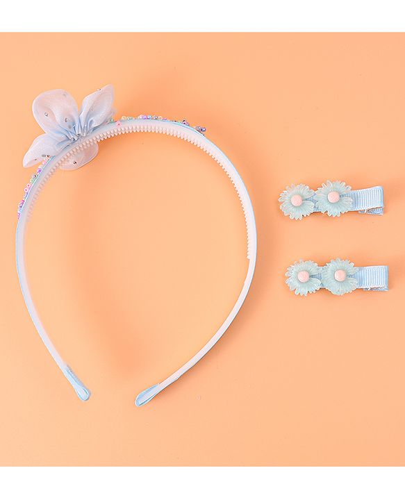Babyhug Hair Accessories Combo Set With Floral Applique - Pink