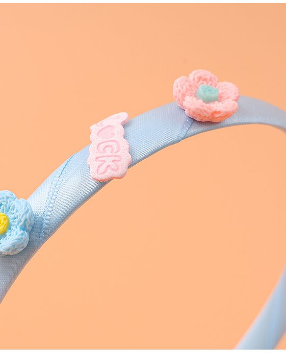 Babyhug Hair Accessories Combo Set With Floral Applique - Blue
