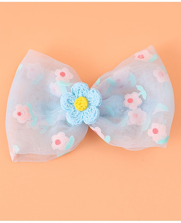 Babyhug Hair Accessories Combo Set With Floral Applique - Blue