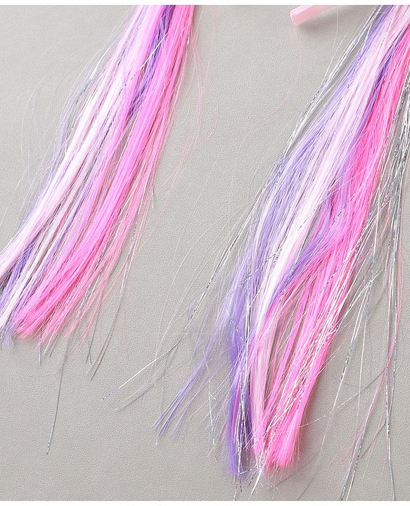 Babyhug Hair Band With Unicorn Applique & Hair Extensions - Pink