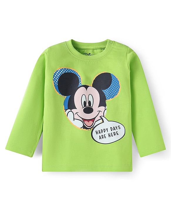 Babyhug Disney Single Jersey Knit Full Sleeves Night Suit With Mickey Mouse Graphics - Green & Blue
