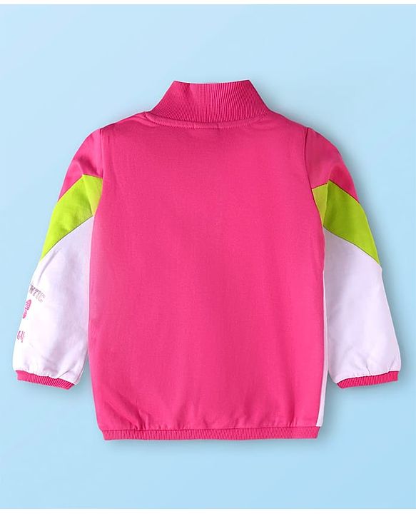 Babyhug Terry Knit Full Sleeves Sweatjacket & Lounge Pant Set With Cut & Sew Design - Dark Pink
